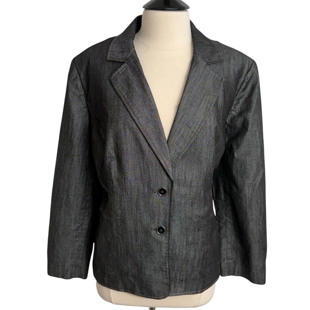 Kasper Women's Long Sleeve, Notched Collar Single Breast Denim Blazer, Size 20W